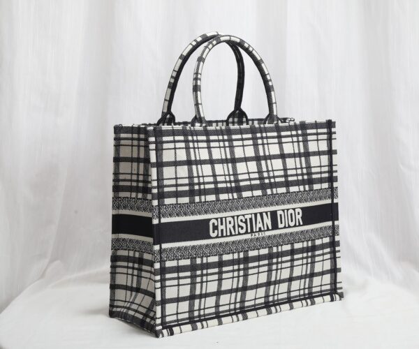 Dior Women Book Tote Cloth Tote Bag - Black/White - Image 2