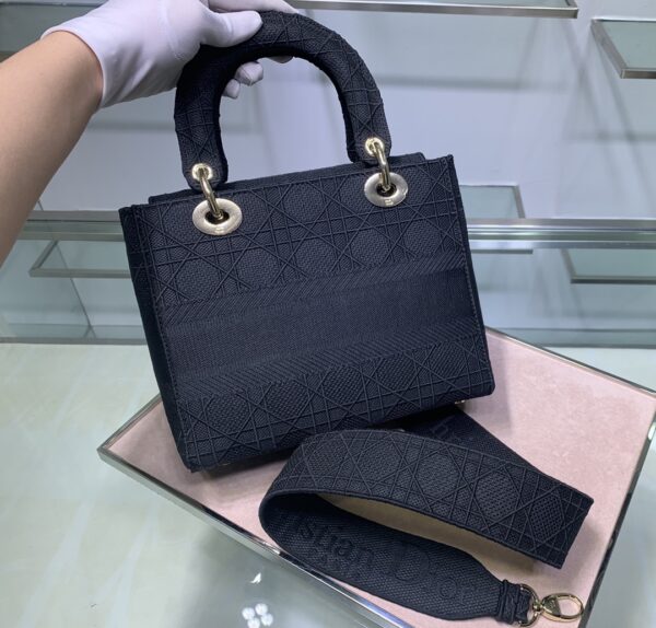 Dior Five-Grid Cannage Pattern D-Lite Handbag - Blue - Image 5