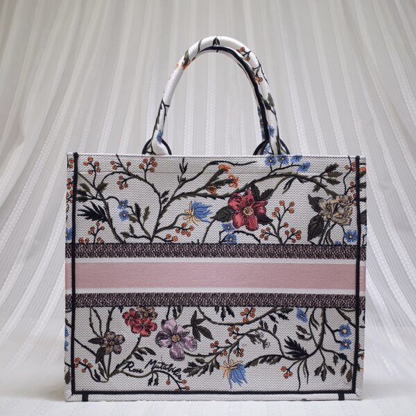Dior Floral Book Tote Bag - White - Image 5