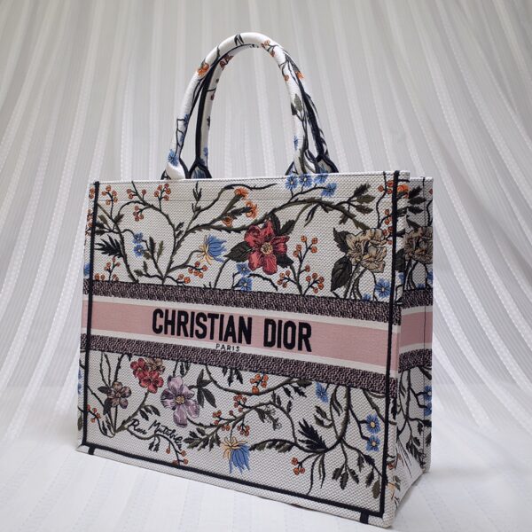 Dior Floral Book Tote Bag - White - Image 2