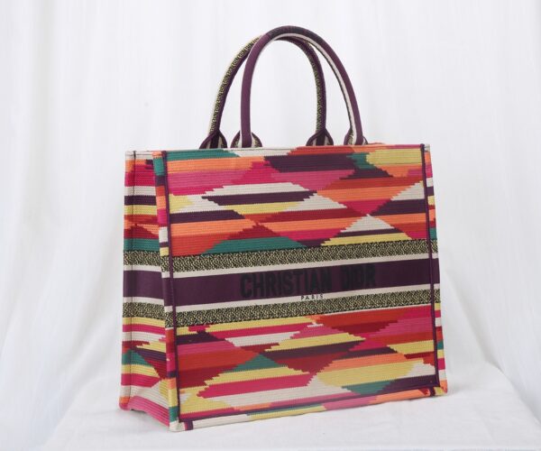 Dior Small Book Tote Multicolor Patchwork Embroidery Handbag - Image 3