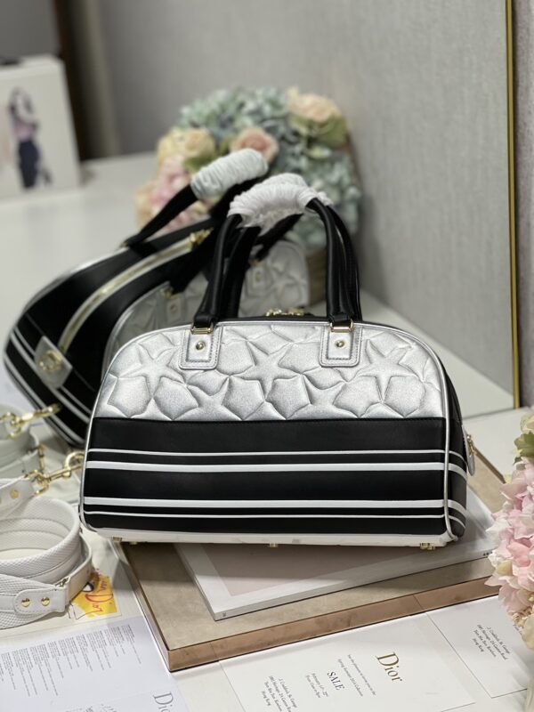 Dior Christian Paris Medium Zipper Handbag - Black/Silver - Image 4