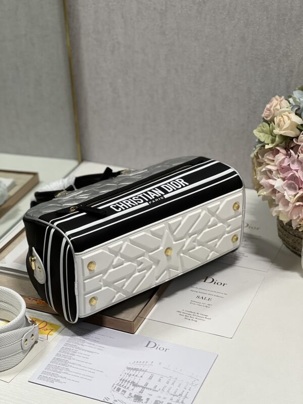 Dior Christian Paris Medium Zipper Handbag - Black/Silver - Image 5