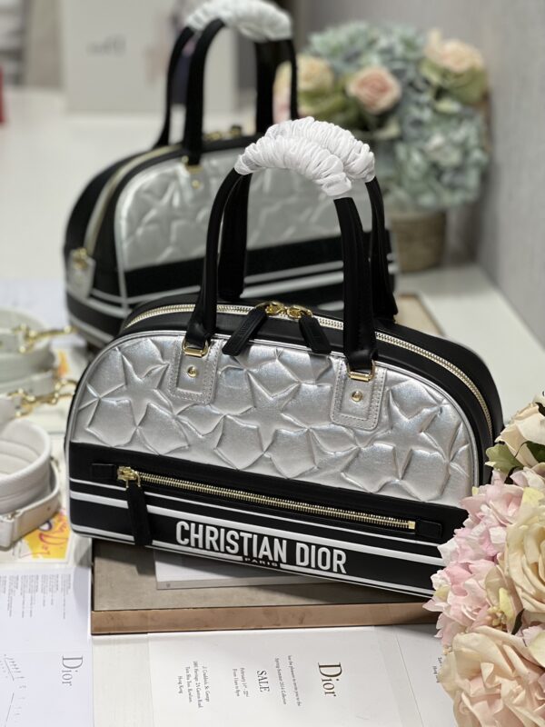Dior Christian Paris Medium Zipper Handbag - Black/Silver - Image 3