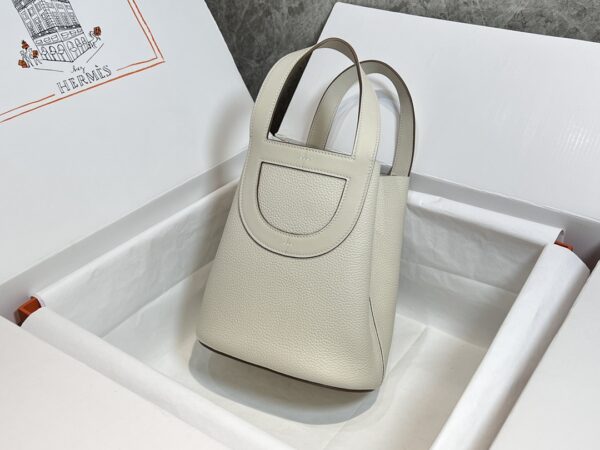 Hermes Pig Nose Vegetable Basket Bag - Milkshake Silver Buckle - Image 5