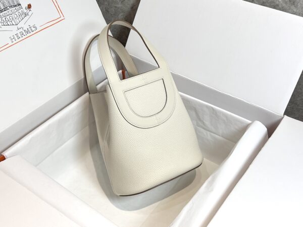 Hermes Pig Nose Vegetable Basket Bag - Milkshake Platinum Buckle - Image 4