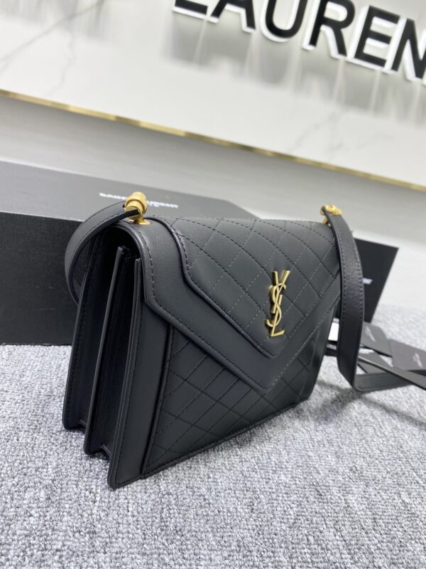 YSL Yves Saint Laurent’s Lambskin Rhombus Handbag - Black - Image 4