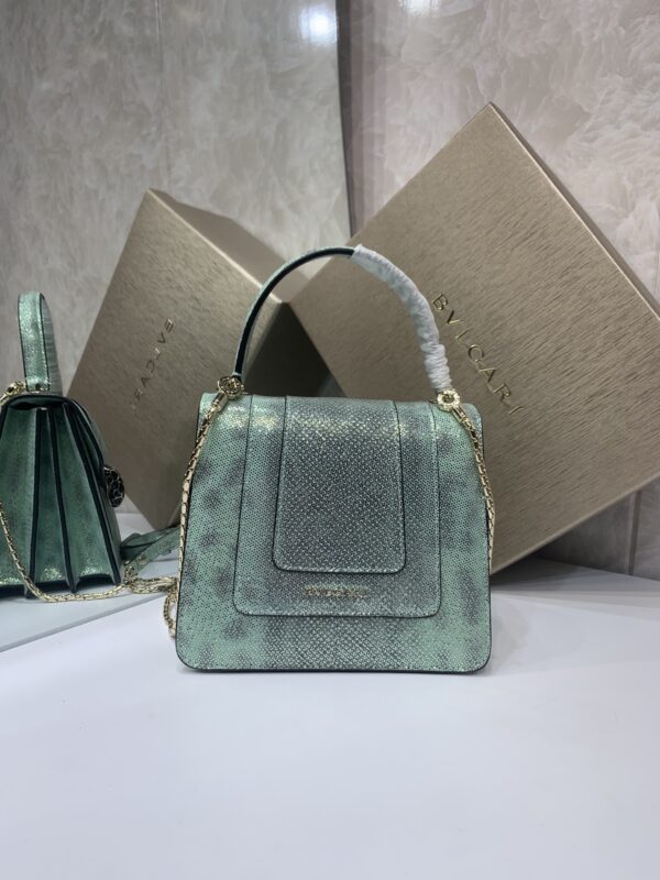 Bulgari Water Snake Skin Snake Head Large Bag - Green - Image 4