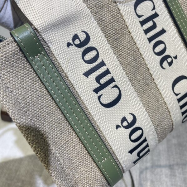 Chloe Woody Mini Shoulder Strap Tote Bag - Green - Image 3