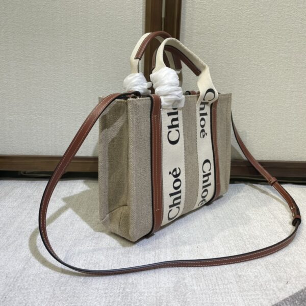 Chloe Woody Small Shoulder Strap Tote Bag - Brown - Image 5