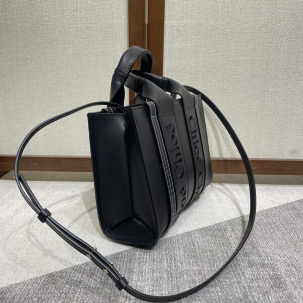 Chloe 22S Woody Large Tote Bag - Black - Image 4