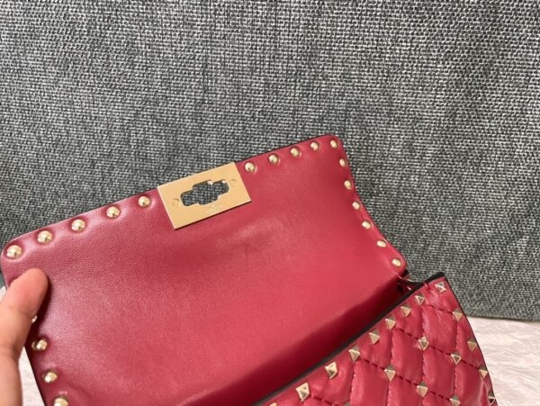 Valentino Small Sheepskin Classic Studded Handbag - Red - Image 2