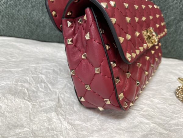 Valentino Small Sheepskin Classic Studded Handbag - Red - Image 3