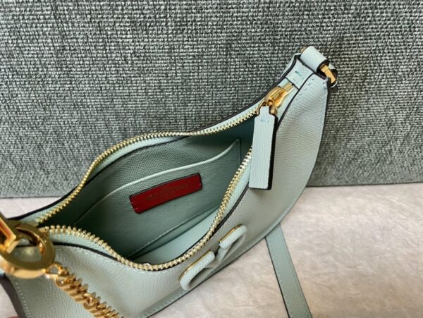 Valentino Mini Palm Print Calfskin Hobo Armpit Bag - Light Blue - Image 2