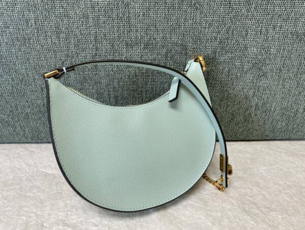 Valentino Mini Palm Print Calfskin Hobo Armpit Bag - Light Blue - Image 3