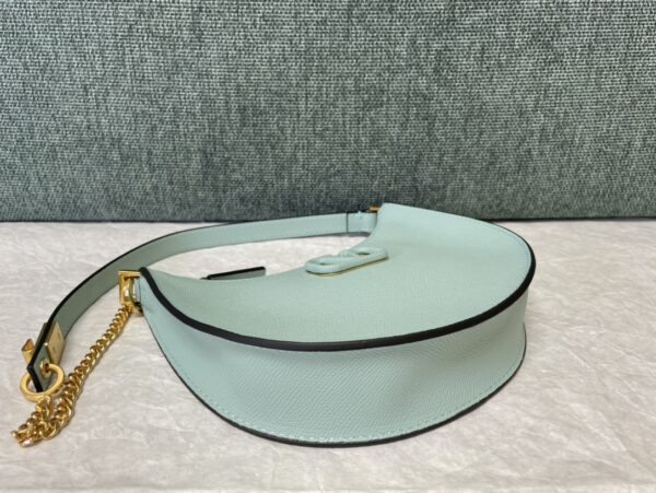 Valentino Mini Palm Print Calfskin Hobo Armpit Bag - Light Blue - Image 4