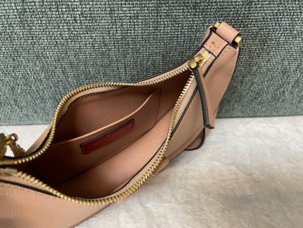 Valentino Mini Palm Print Calfskin Hobo Armpit Bag - Cream - Image 3