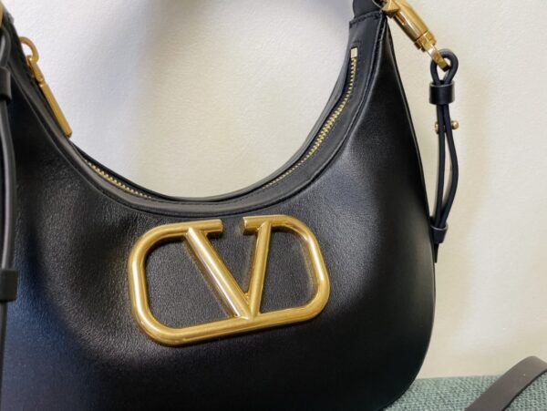 Valentino Studsign Calfskin Hobo Handbag - Black - Image 2