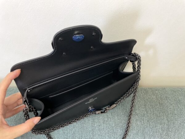 Valentino Calfskin Star Diamond Large Handbag - Black - Image 5