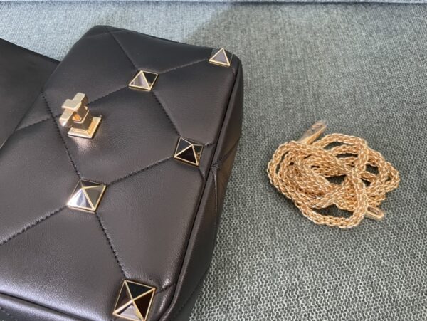 Valentino Enamel Large Stud Bag - Black - Image 4